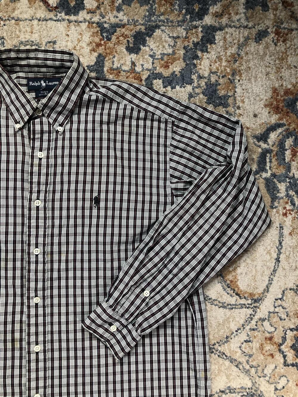 Ralph Lauren Shirt Mens Medium Black Check Long Sleeve Blake Button Down Cotton - Picture 4 of 13
